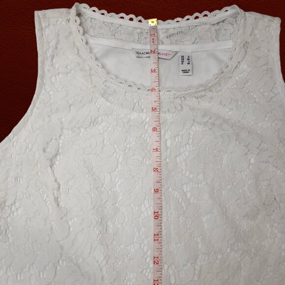 Isaac Mizrahi Live! White Floral Lace Loft Petite Sleeveless Tank Top Blouse S/M - Picture 11 of 12